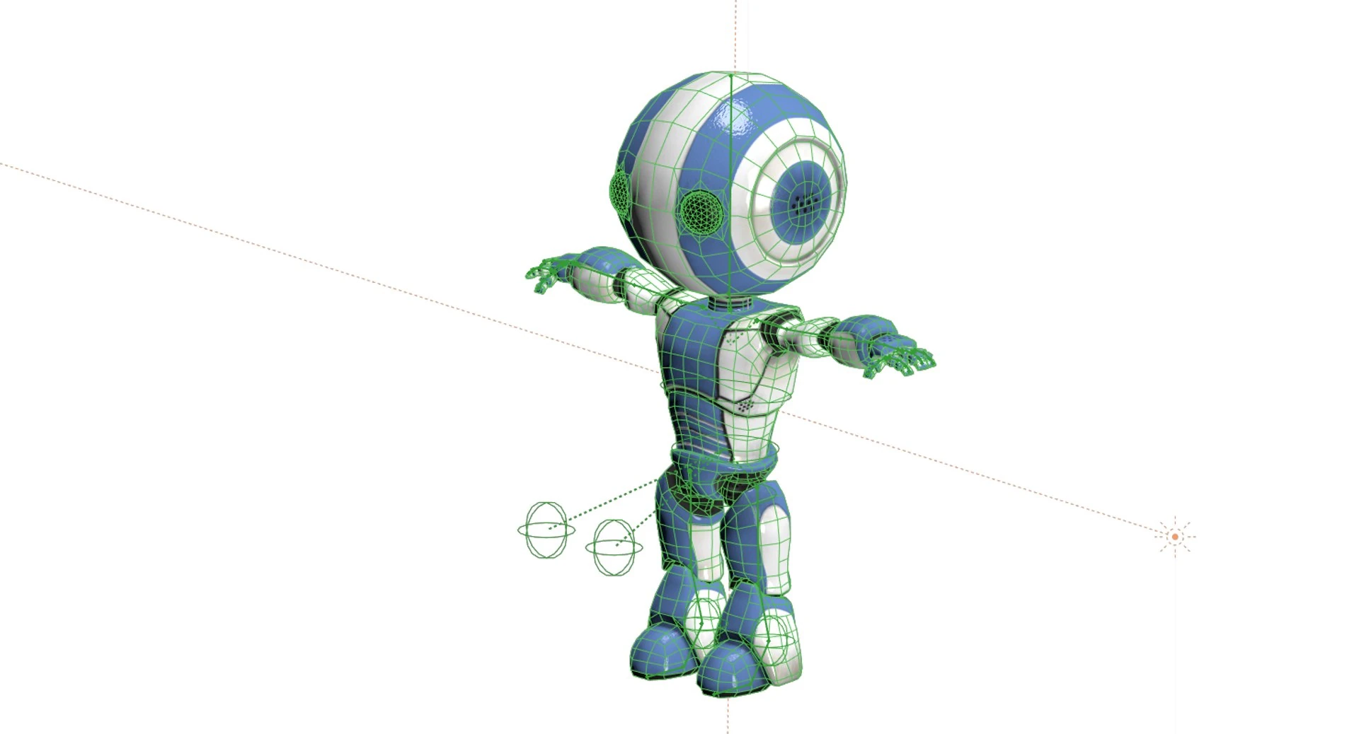 AO-Maru wireframe render showing polygon topology and rig layout