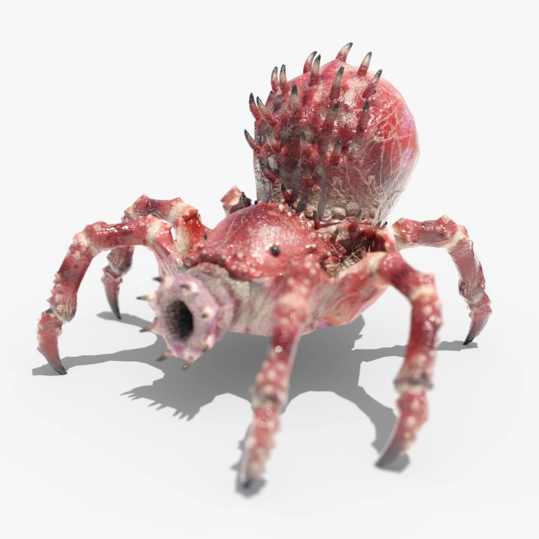 Close-up of Arachnirock’s armored head showing texture detail and spikes