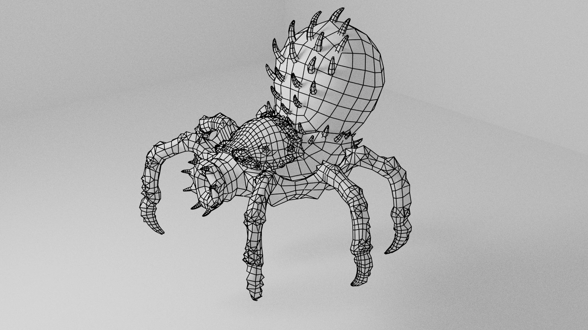 Arachnirock wireframe render showing low-poly topology and clean geometry