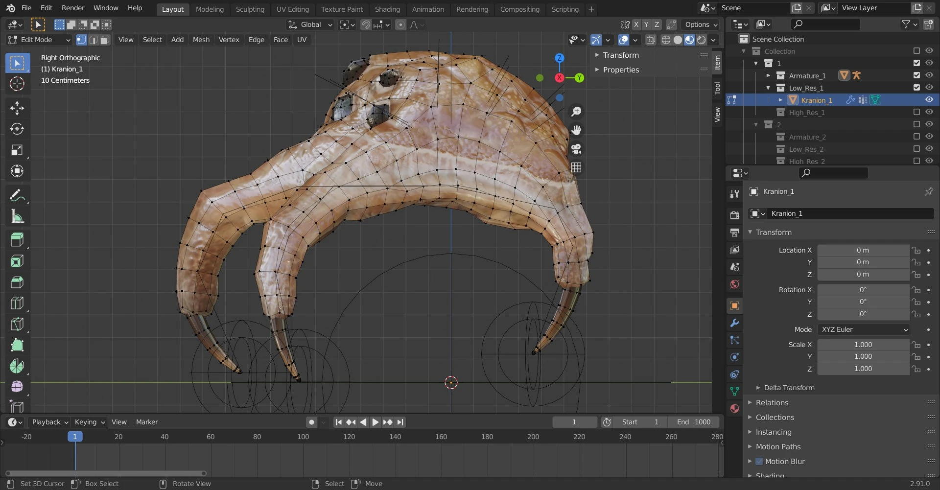 Low resolution preview 1 of Kranion creature model.