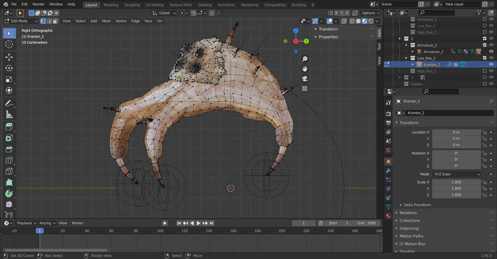 Low resolution preview 2 of Kranion creature model.