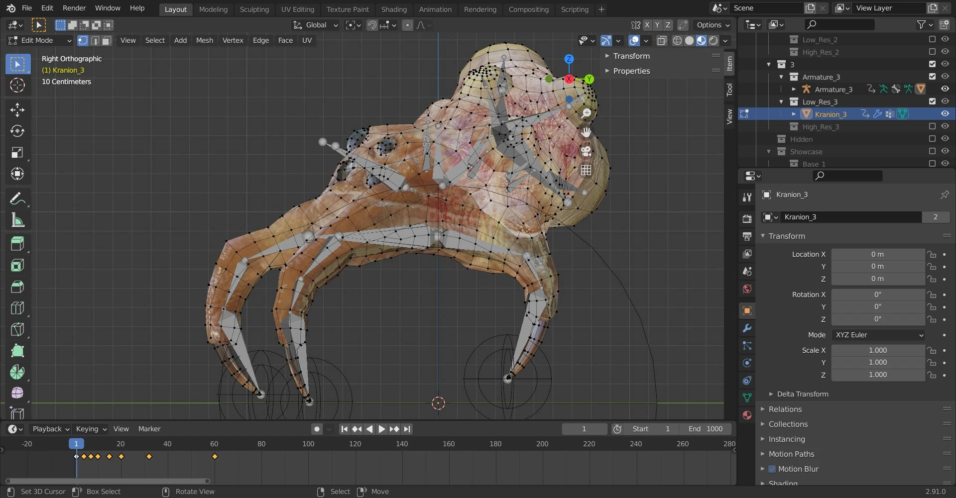 Low resolution preview 3 of Kranion creature model.