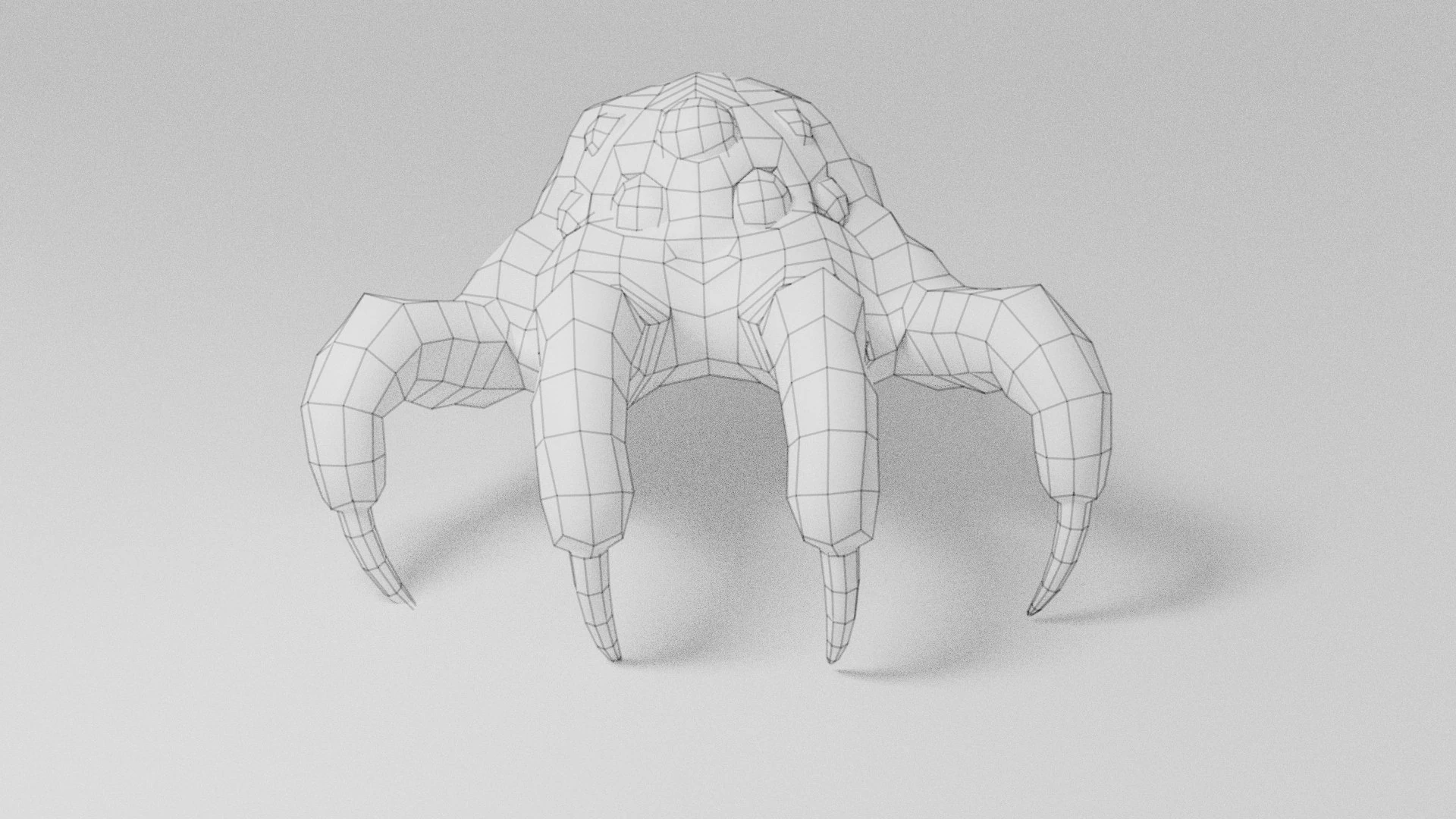 Wireframe 1 of Kranion creature model.