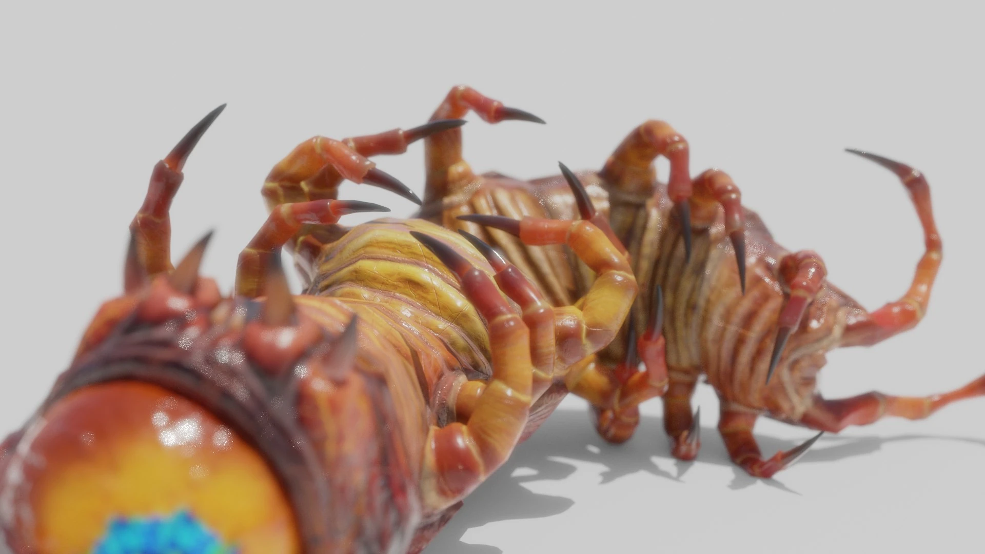 Low-angle render showing Oculon’s sharp legs and glossy underbody detail