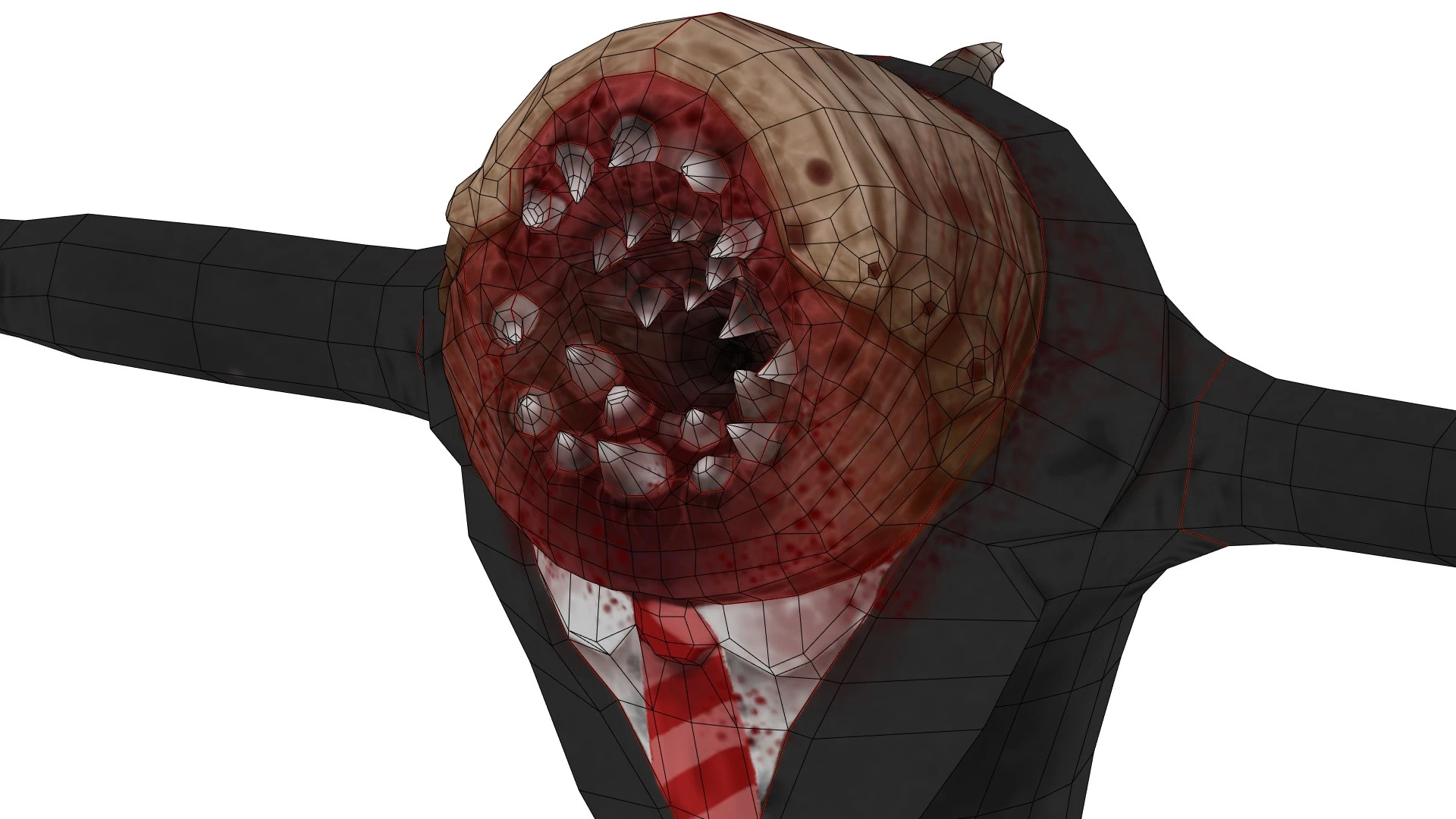 Professional Parasite close-up wireframe showing polygon topology