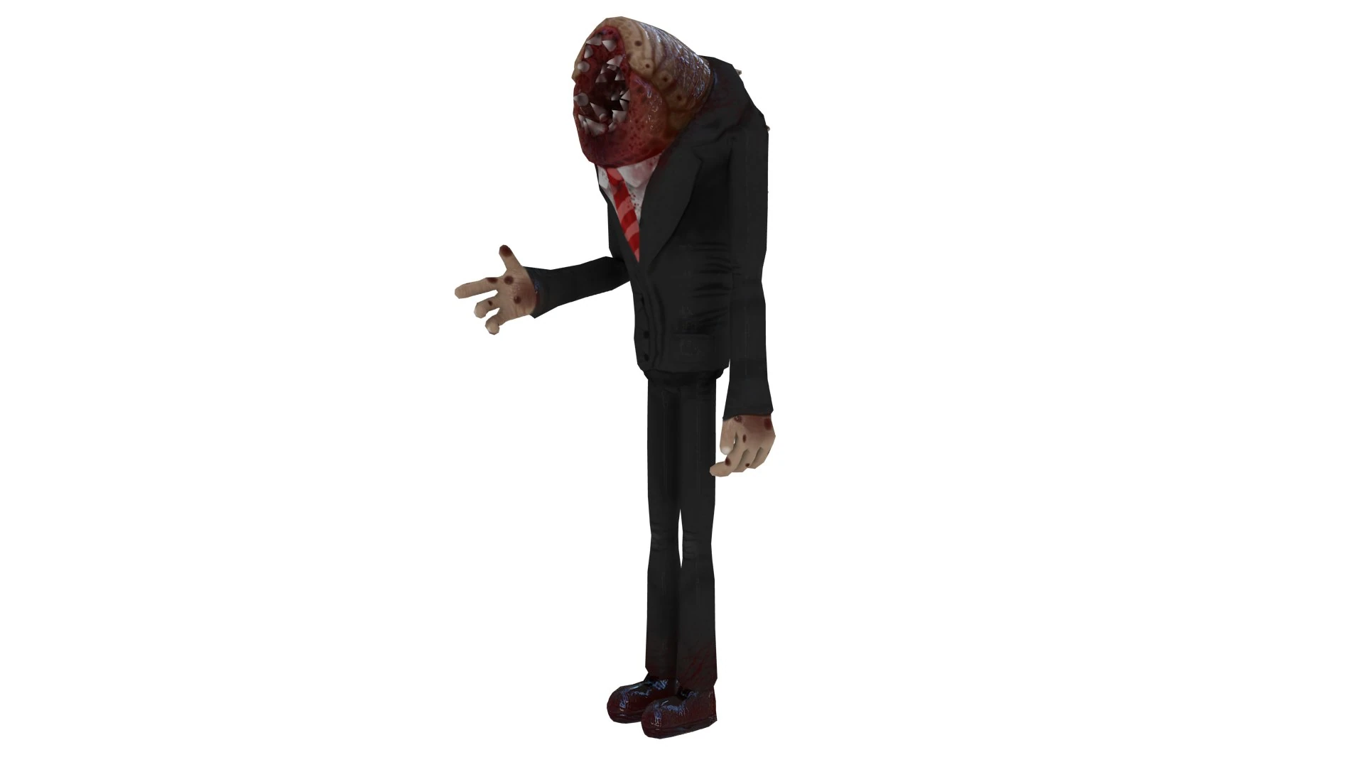 Professional Parasite 3D model side angle with red tie and formal suit