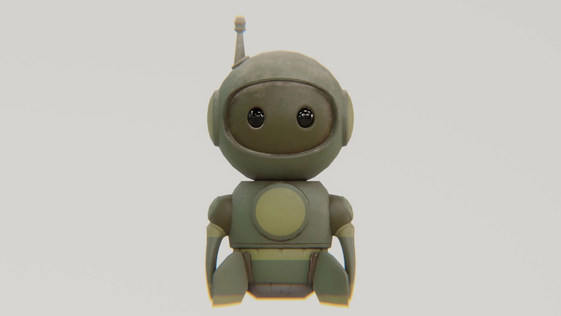Retrobot Army Paint mascot – rugged military green 3D robot character
