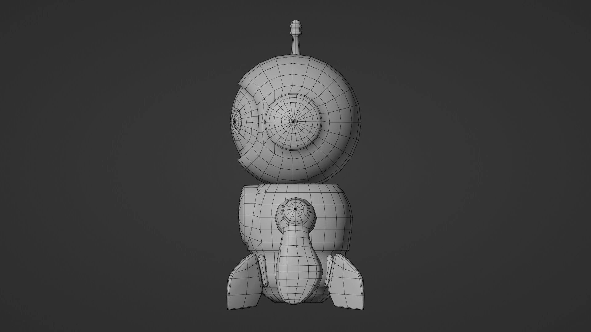 Side wireframe view of Retrobot Army Paint 3D model mesh layout