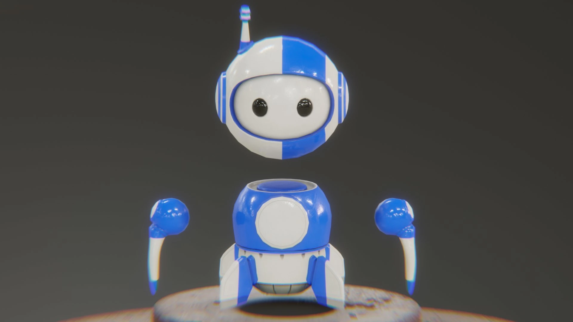 Cute robot 3D mascot Retrobot Classic Blue floating pose