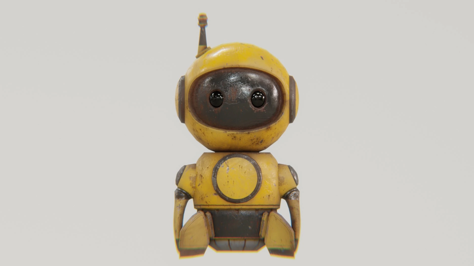 Retrobot Construction Version — yellow industrial-style 3D robot mascot for Unity and VR