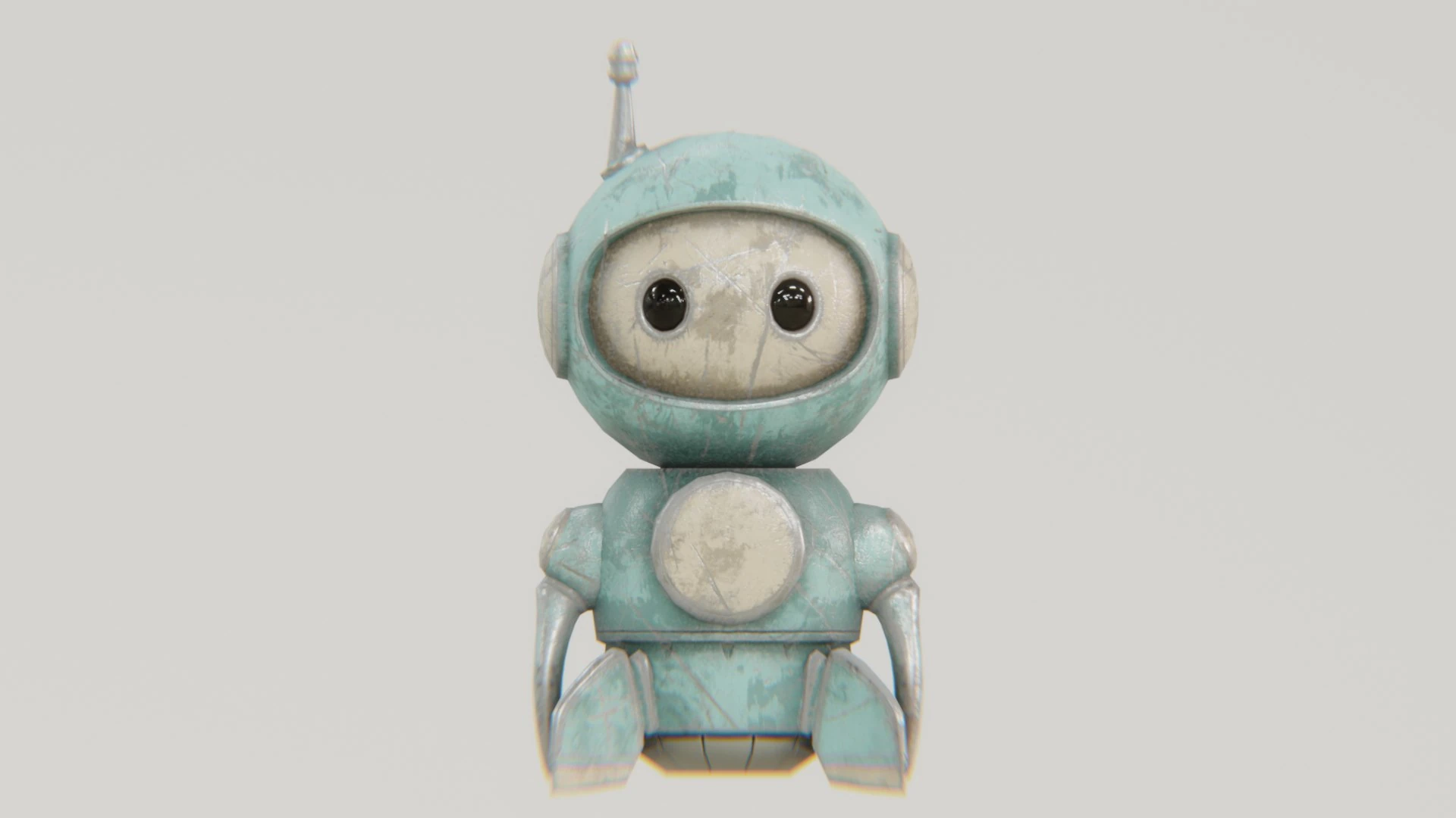 Front render of Retrobot Kitchen Appliance Version – vintage 3D robot mascot inspired by 1950s appliances