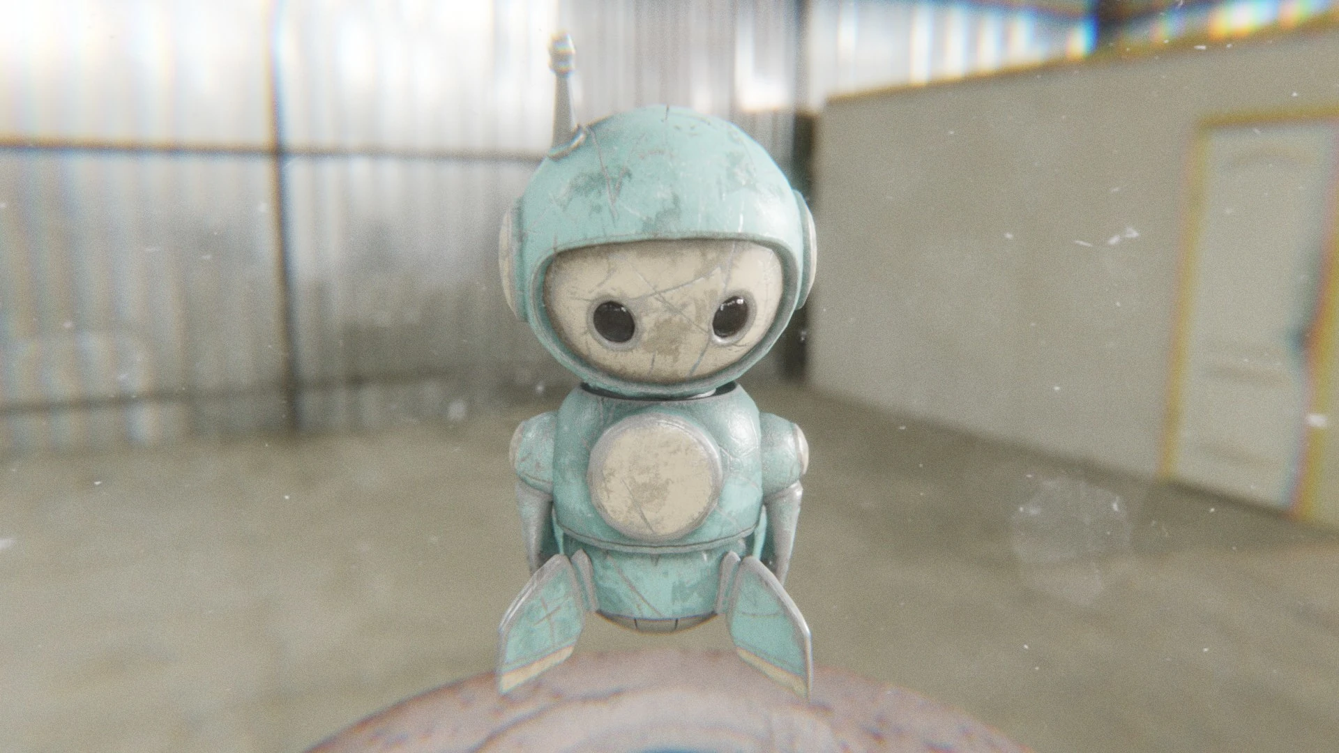 Retrobot Kitchen Appliance Version sad pose with aged surface texture