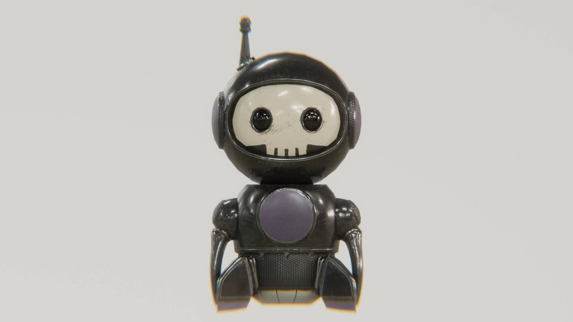 Retrobot Skull Version – a cute 3D skull-themed robot mascot