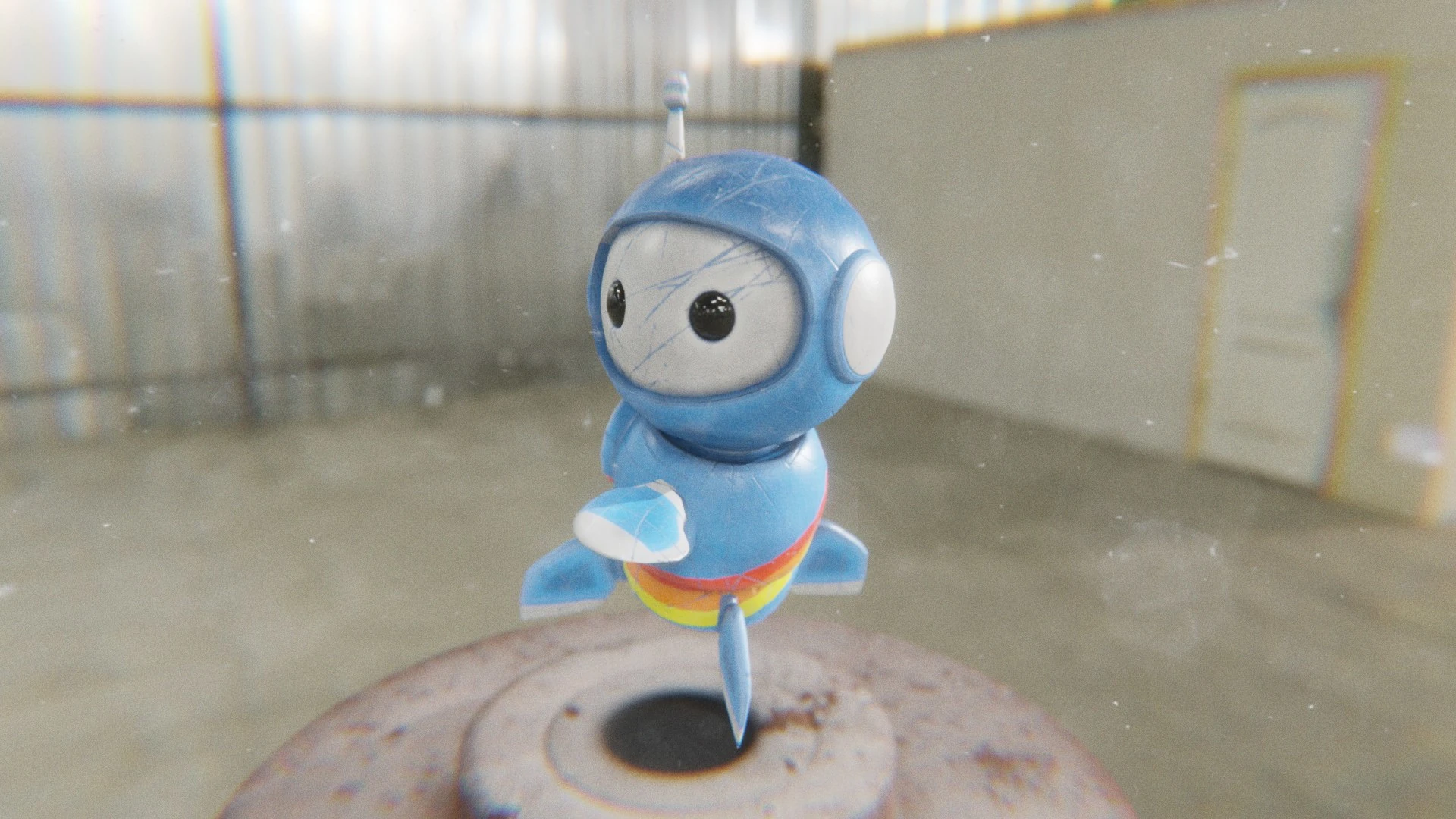 Dynamic animation of Retrobot Sky Paint 3D model in motion sequence