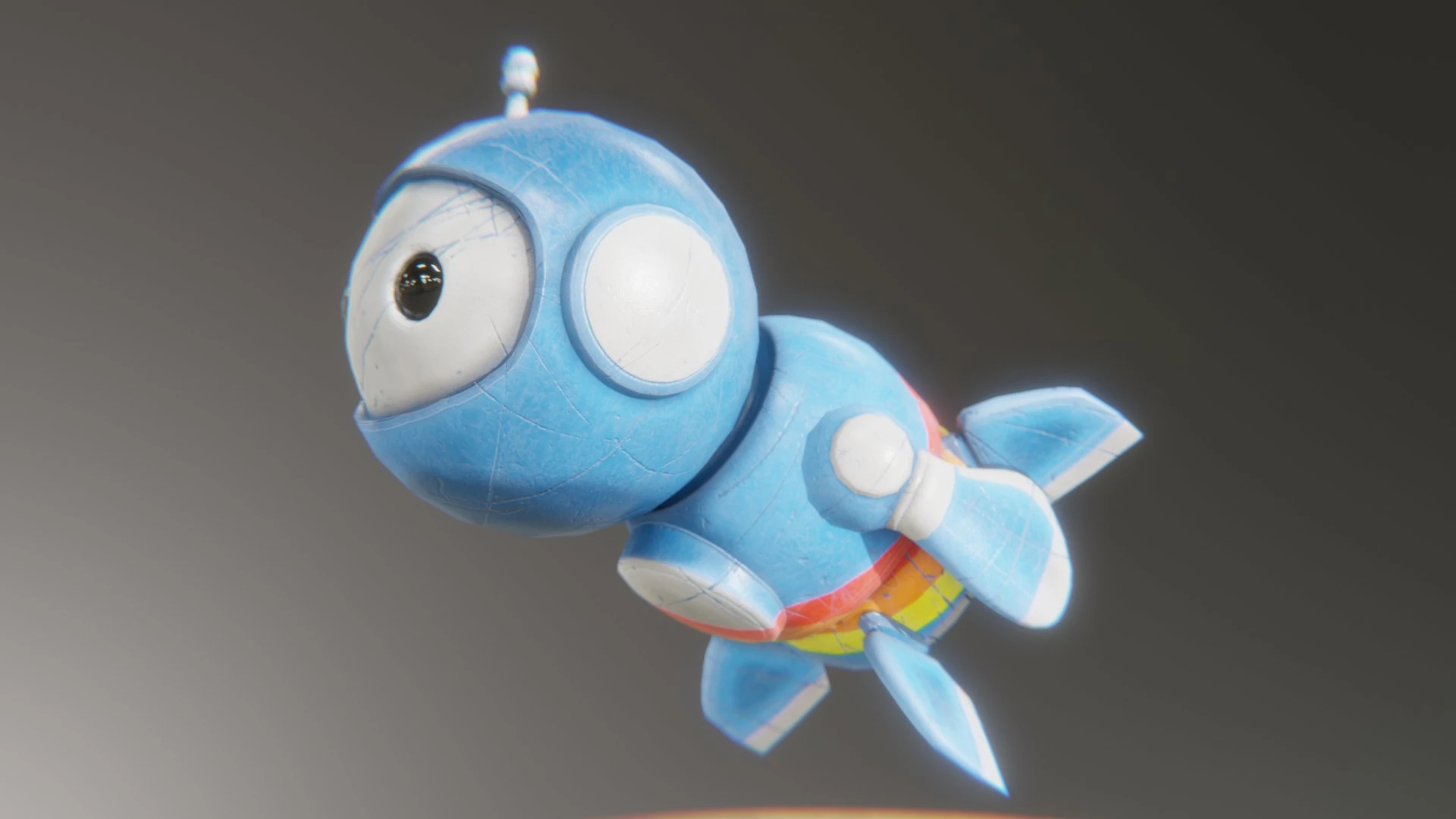 Cute Retrobot Sky Paint 3D character floating with expressive pose