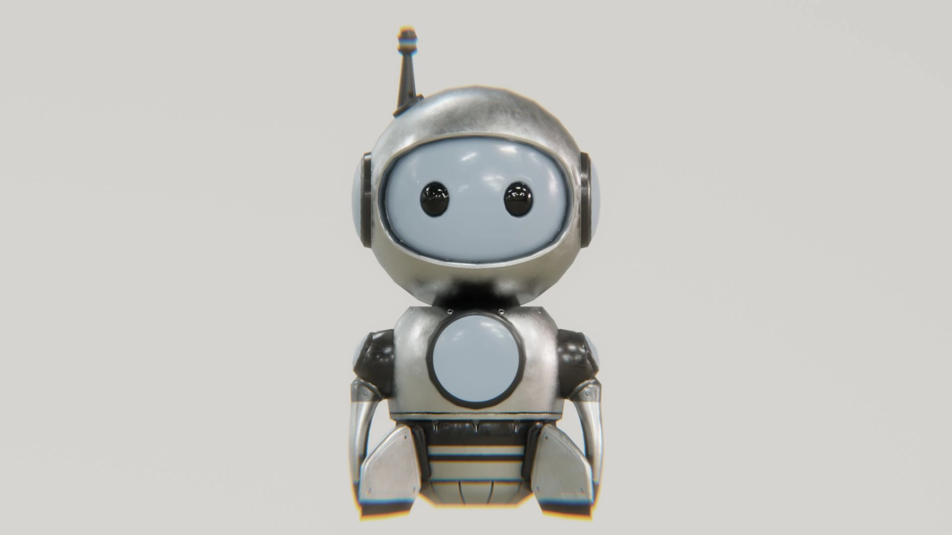 Retrobot Space Explorer mascot – silver retro-futuristic 3D robot character