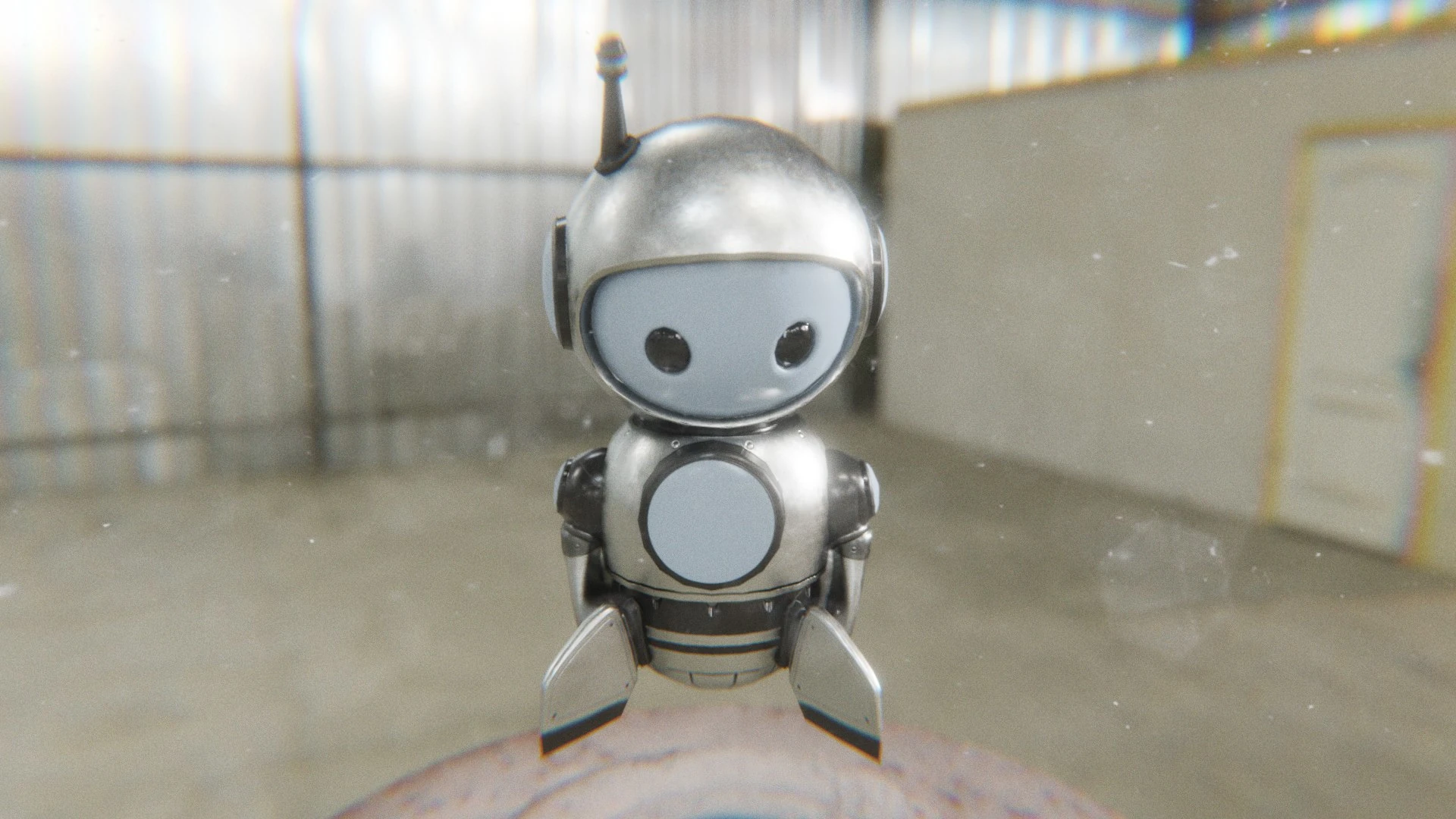 Sad expression pose of Retrobot Space Explorer robot mascot