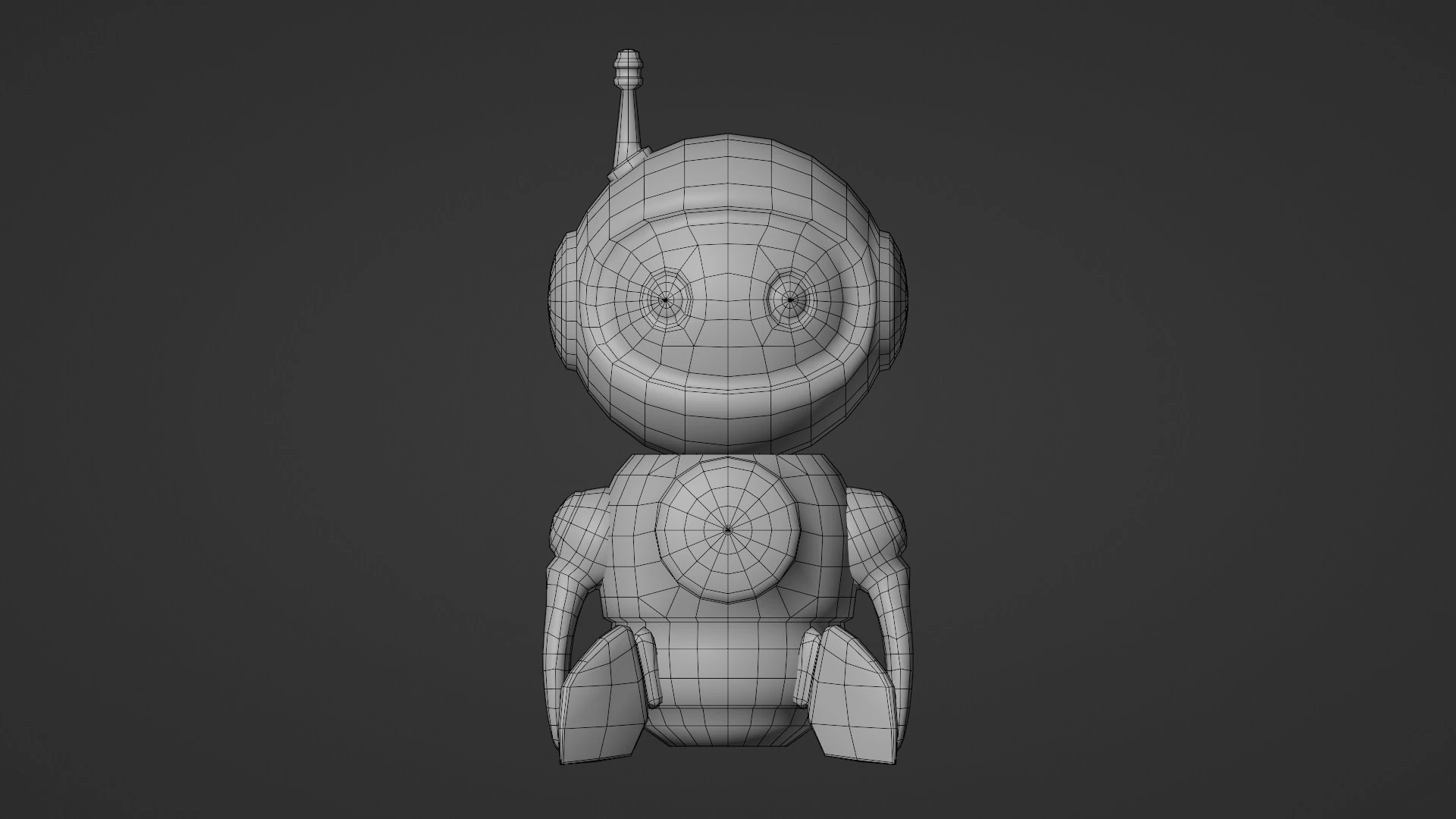 Front wireframe view of Retrobot Space Explorer 3D model topology