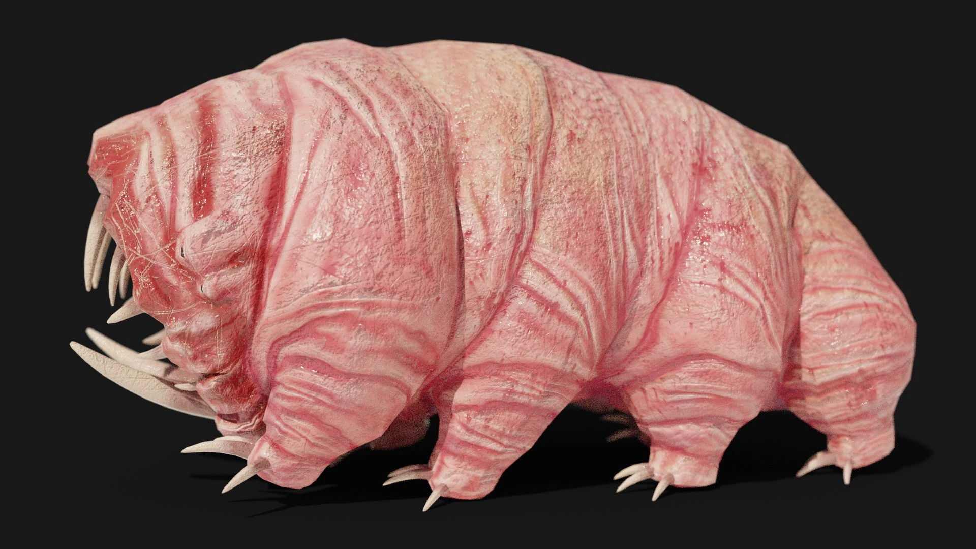 Waterbear Monster Side Profile – Pink Skin Version with Subsurface Detailing