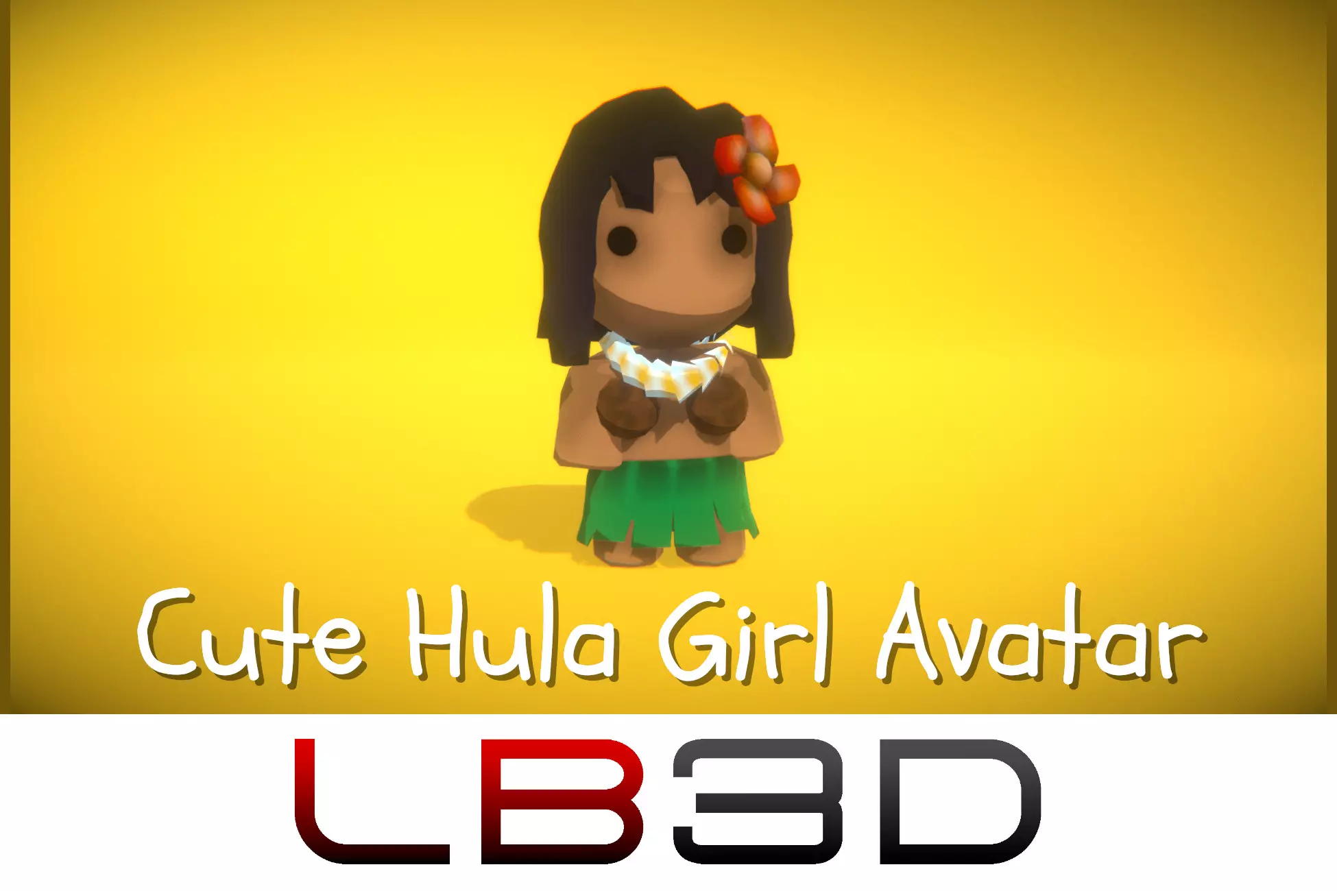 Cute Hula Girl Avatar 3D model for Unity