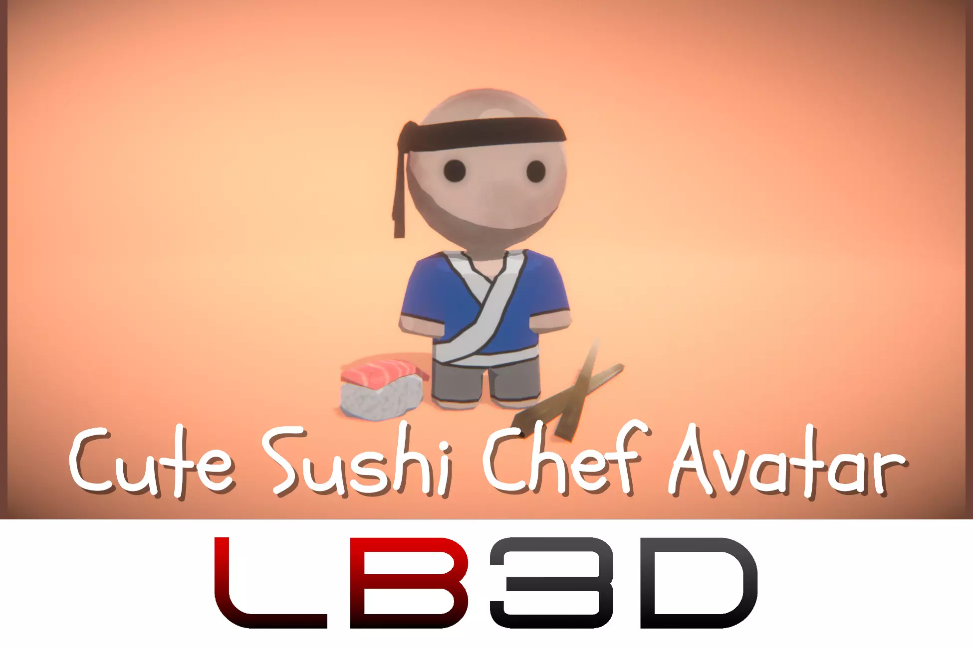 Cute Sushi Chef Avatar 3D model for Unity