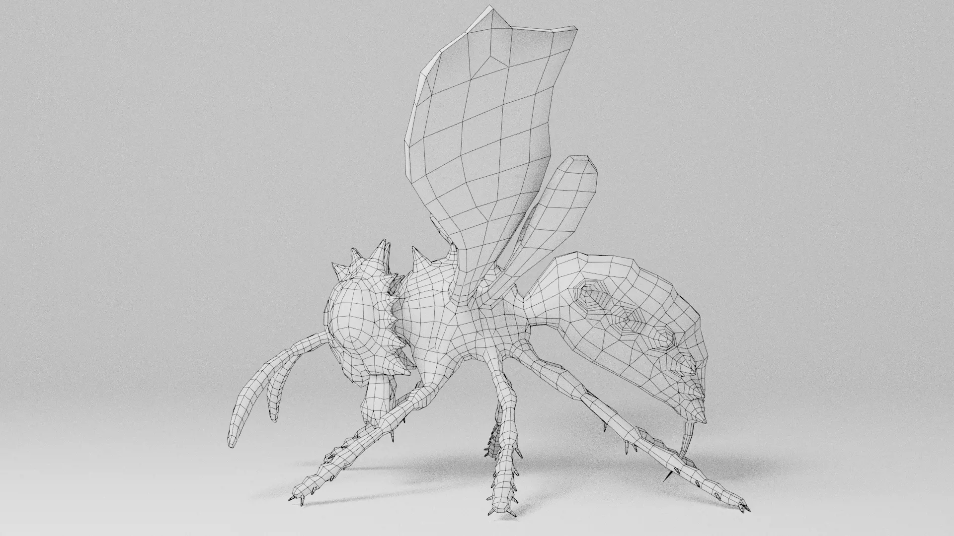 Horned Bat Wasp Wireframe 1