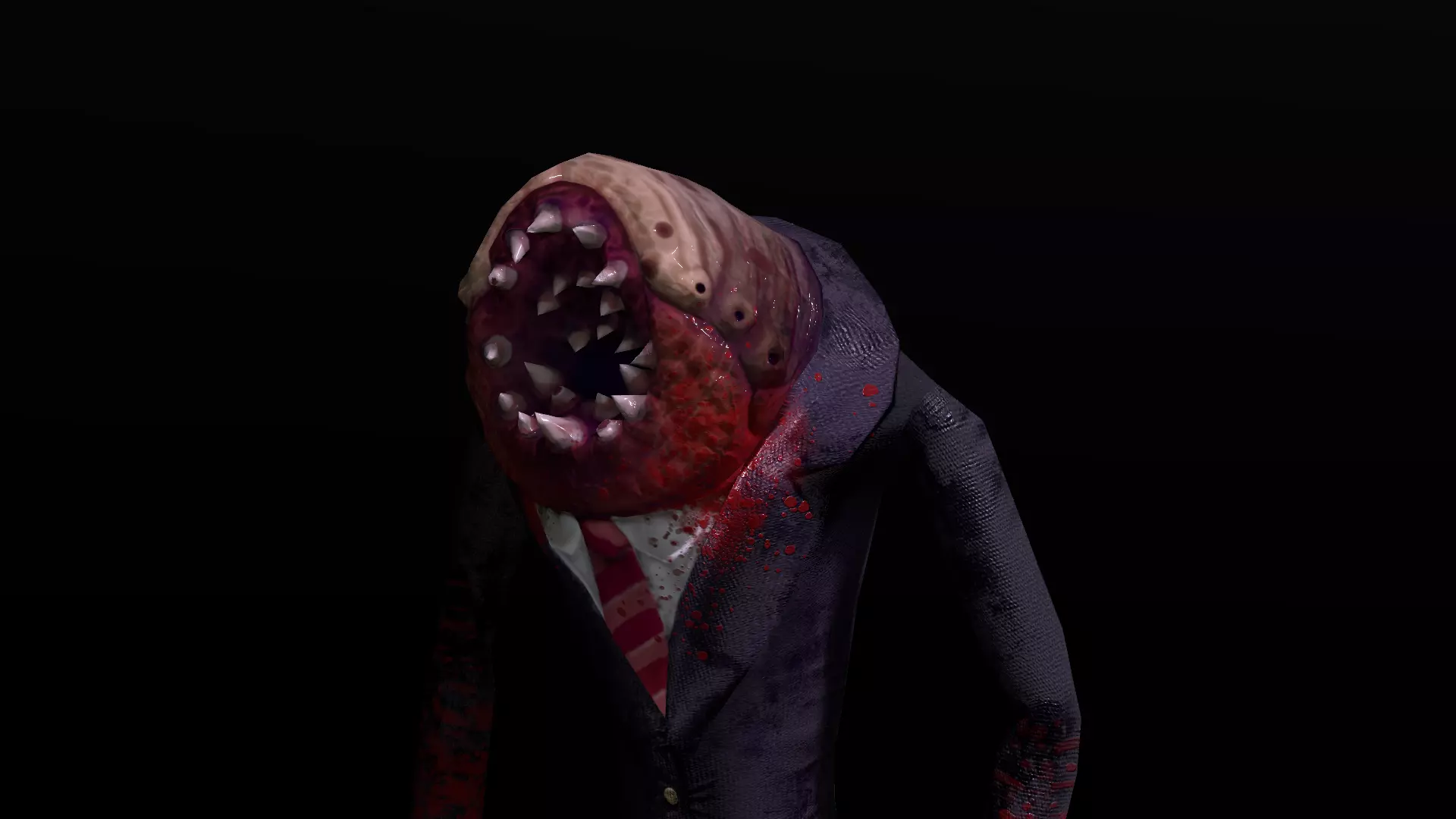 Close-up render of the Professional Parasite’s head, showing detailed teeth and translucent skin