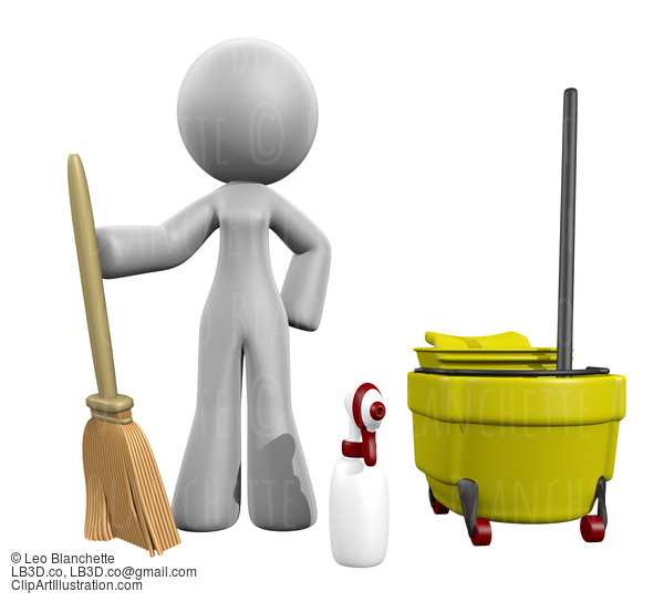 3D Lady Broom, Mop, Spray  - Cleaning Services #23104