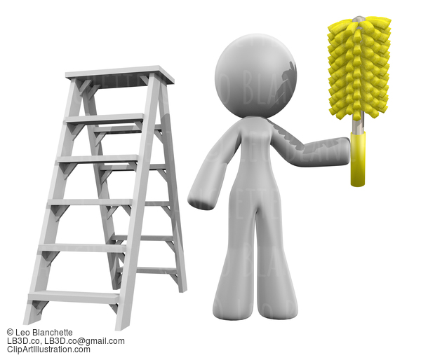 3D Lady Renovation Cleaner, Ladder And Duster #23109