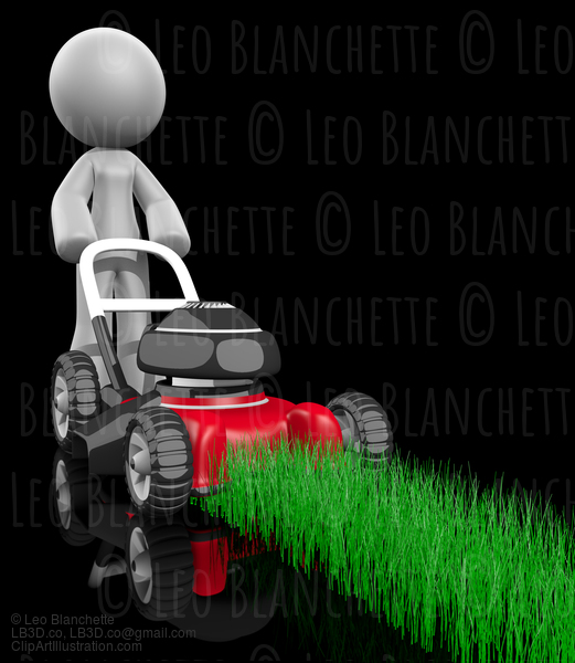 Lawn Mower 3D Lady Black Background #23114