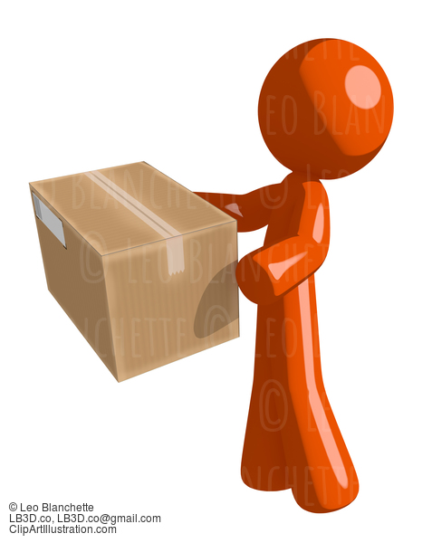 Orange Man Delivering A Package #16457