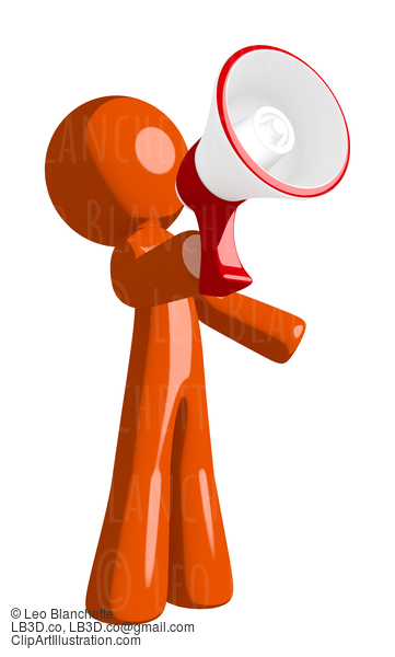 Orange Man Speaking In Megaphone  Or Bullhorn #16464