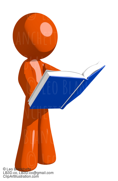 Orange Man Standing Reading Book #16468