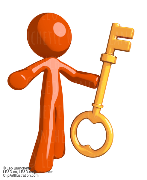 Orange Man Holding Key #16484