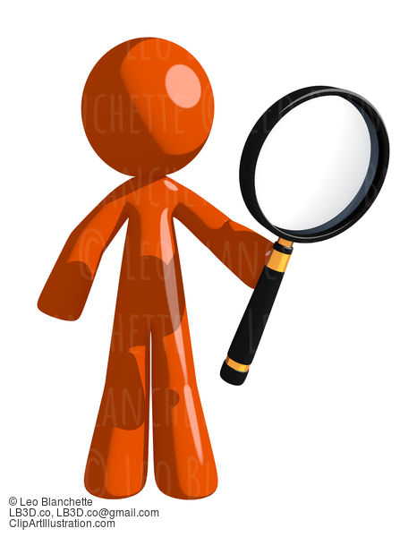 Orange Man Holding Magnifying Glass #16485