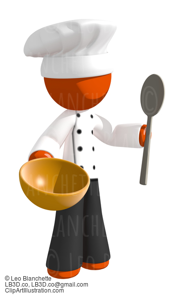 Orange Man Chef With Mixing Bowl And Spoon #15907