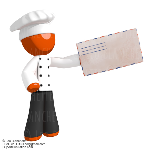 Orange Man Chef Delivering Mail #15911