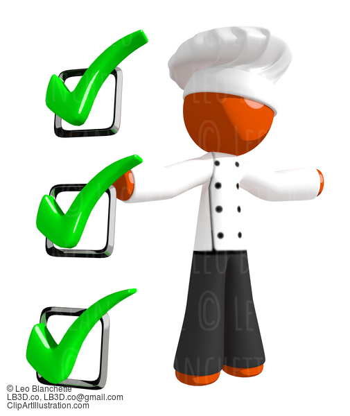 Orange Man Chef Recipe Checklist Concept Large Checkmarks #15923