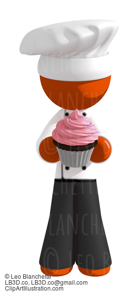 Orange Man Chef Or Baker Giving Cupcake #15927