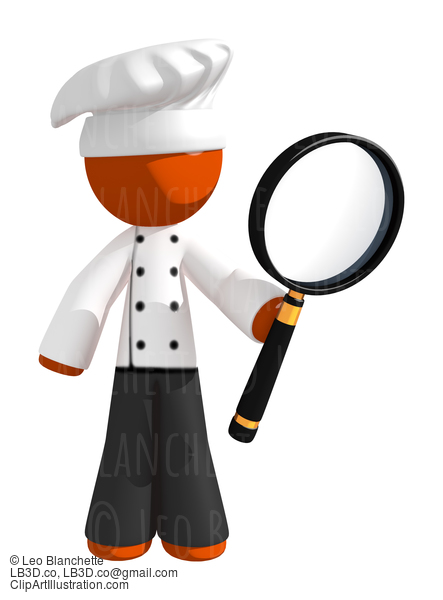 Orange Man Chef Using Large Magnifying Glass #15928