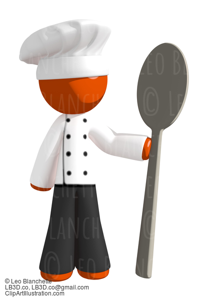 Orange Man Chef With Giant Spoon #15929