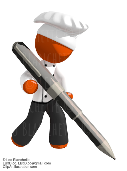 Orange Man Chef Writing Large Pen #15941