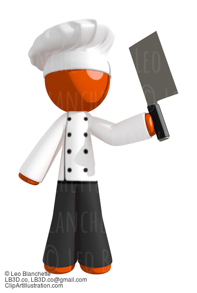 Orange Man Chef With Cleaver Knife #15942