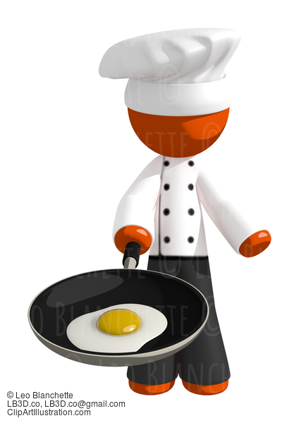 Orange Man Chef With Frying Pan And Egg #15944