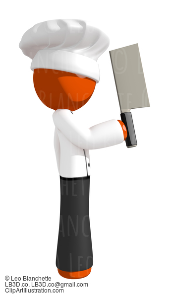 Orange Man Soluting With Cleaver #15946