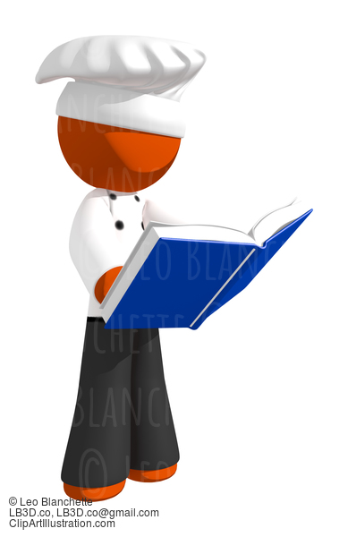 Orange Man Chef Reading Cook Book #15949