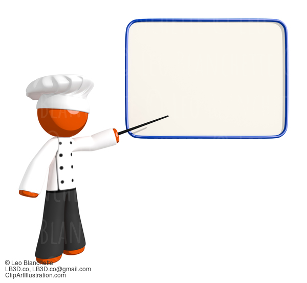 Orange Man Chef Teacher With Dry-Erase Board #15955