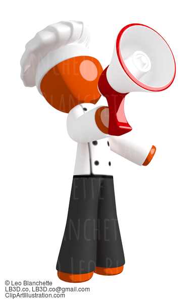 Orange Man Chef Shouting Into Megaphone Or Bullhorn #15962