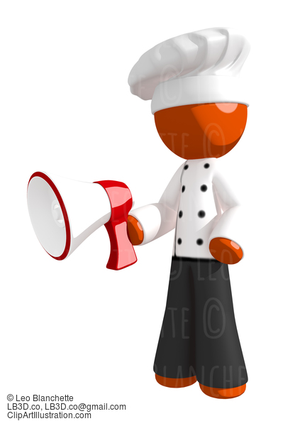 Orange Man Chef Using Megaphone #15971