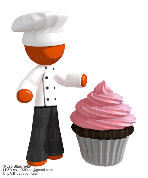 Orange Man Chef With Giant Cupcake #15980